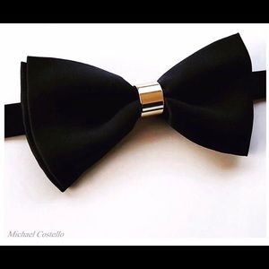Michael Costello Classic Black Silver Bow Tie